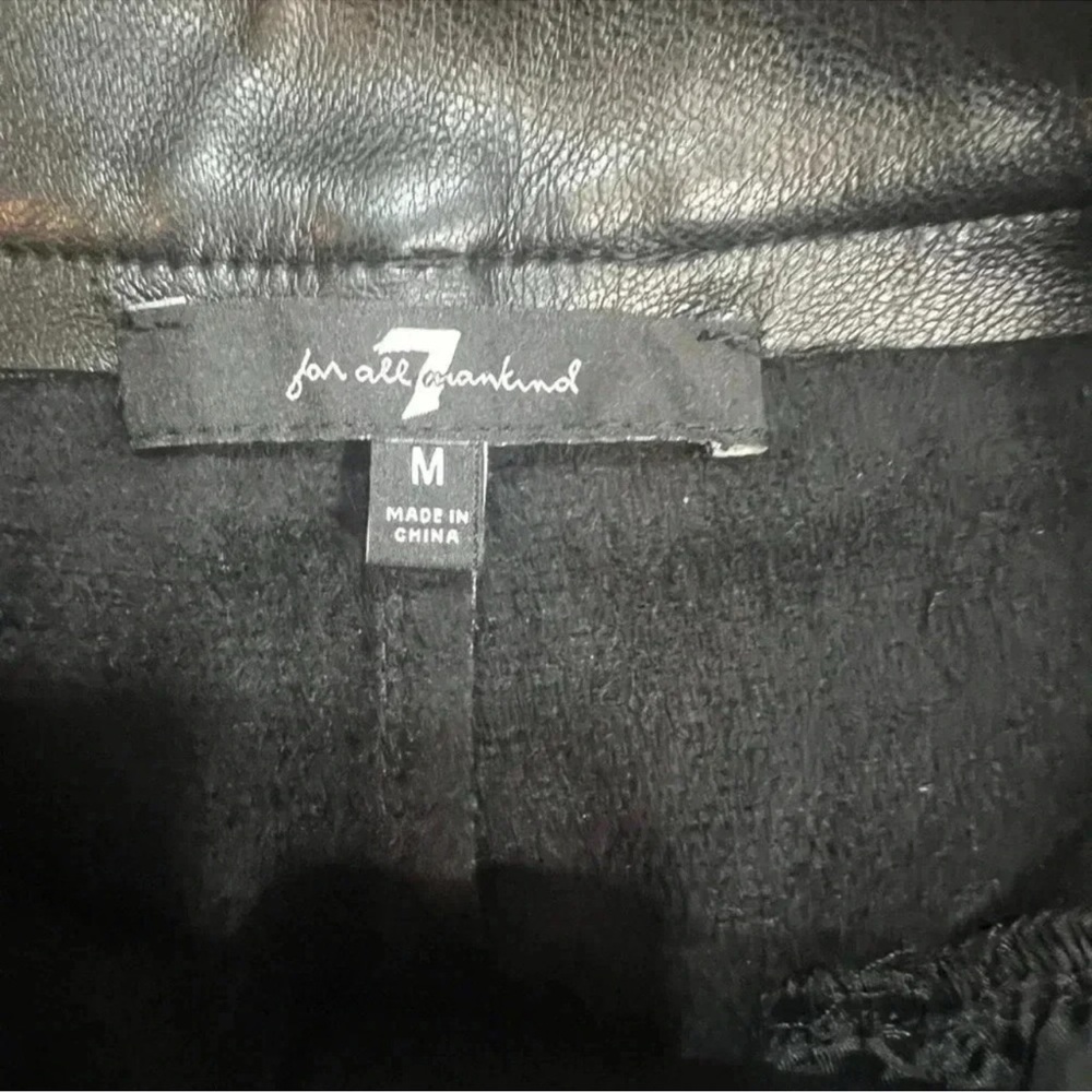 7 For All Mankind Faux Leather Pants Black Wide Leg Trousers pockets siz medium - Picture 7 of 10